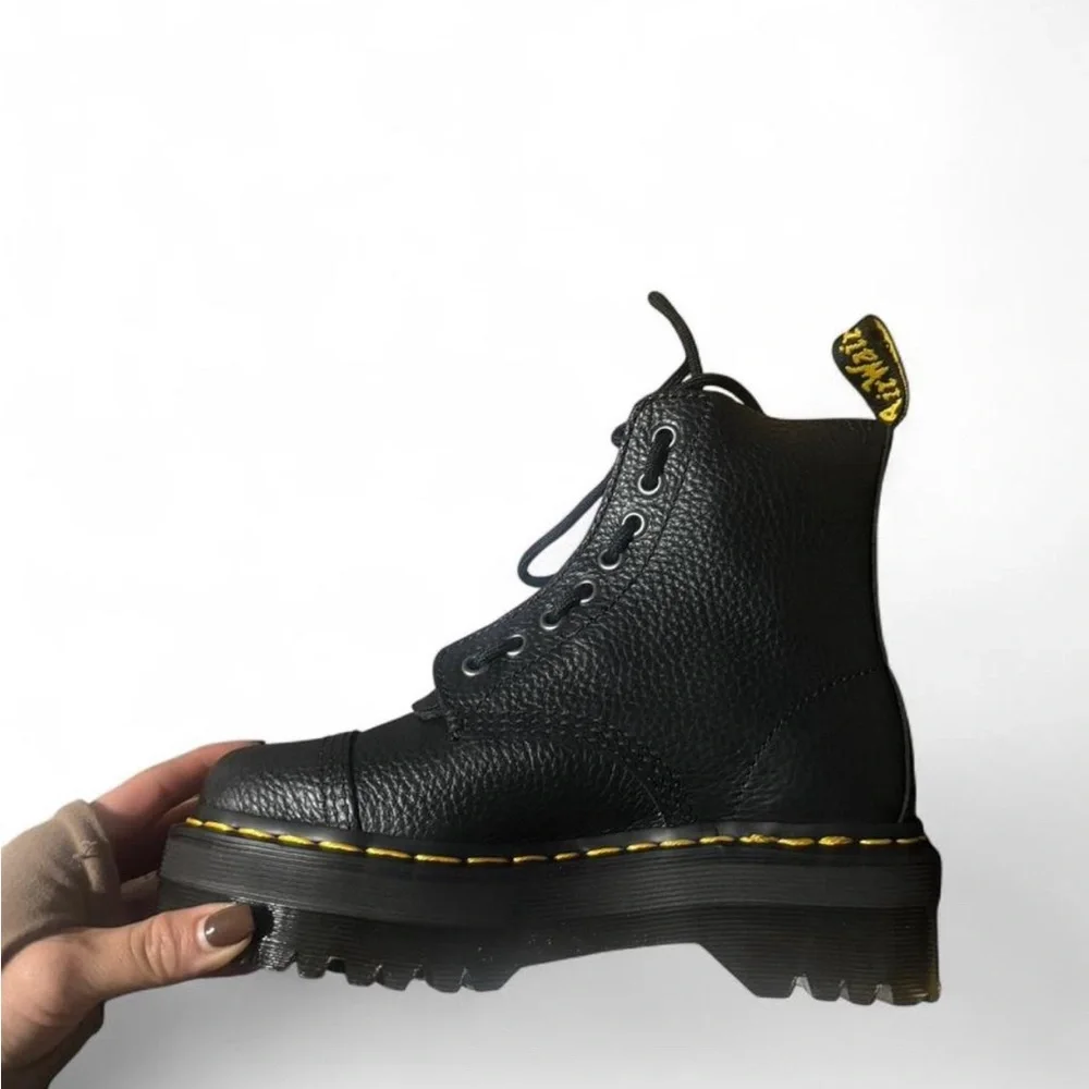 Dr Marten Sinclair Black Leather Platform Boots - Picture 4 of 6